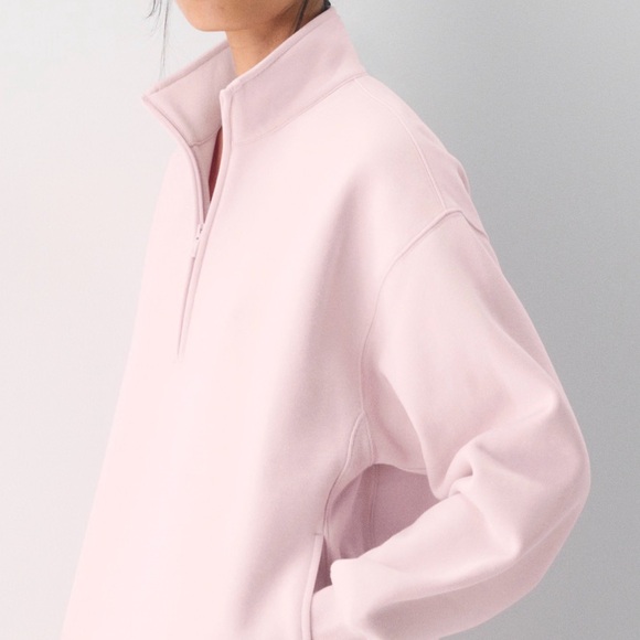 Aritzia Cozy Sweatfleece Boyfriend 1/2 Zip - Cupid Pink - Small - Picture 2 of 10